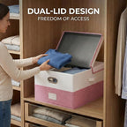 PRANDOM Storage Bins with Lids Linen Fabric Foldable Storage Boxes Organizer - Image 4
