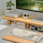 ROCDEER Bamboo Dual Monitor Stand Riser Natural, 2-Tier Desk Monitor Riser - Image 3