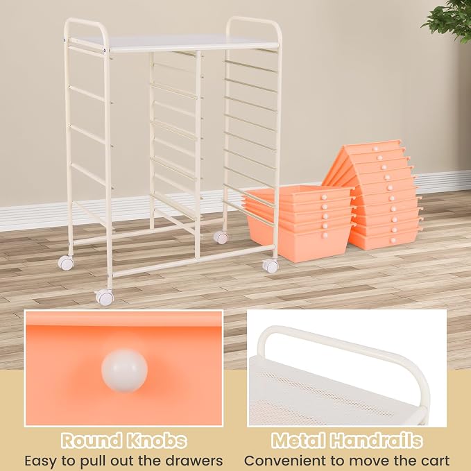 GOFLAME 15-Drawer Rolling Storage Cart, Craft Storage Cart - Image 6