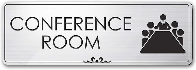 Conference Room Sign Office Meeting Sign, Brushed Silver, Fade Resistance by MySignCenter
