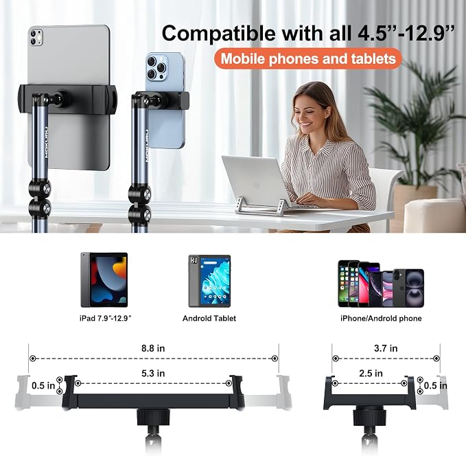 Tablet Floor Stand, 360° Rotation Tablet Holder, Compatible - Image 7