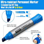 Fuutreo 10 Pack Jumbo Permanent Markers Bulk Large Chisel Tip Permanent Markers - Image 4