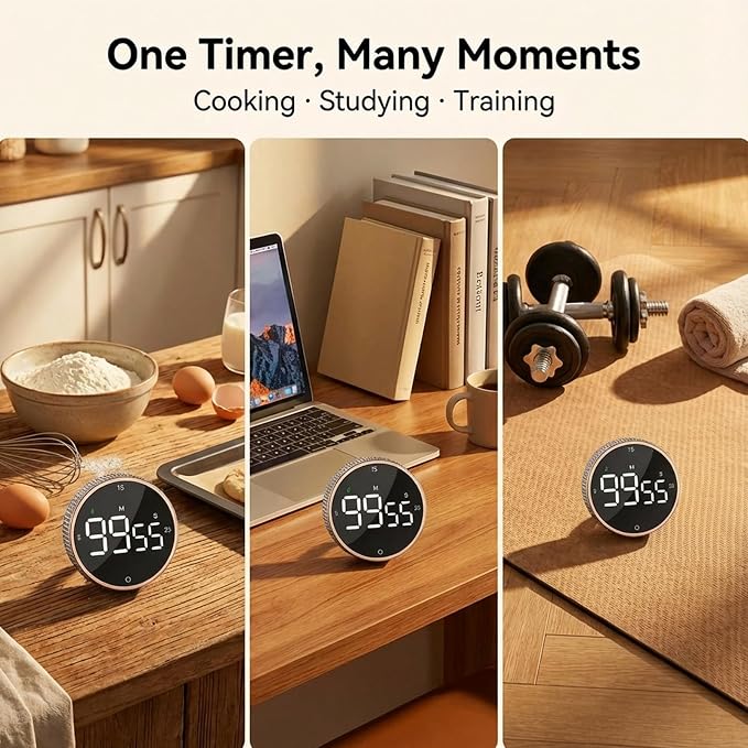 Rechargeable Magnetic Kitchen Timer, LED Countdown/Up Timer, Supports USB-C - Image 7