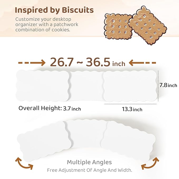 AFOOYO Dual Monitor Riser, Cookie-Shaped Adjustable Length & Swivel Angle - Image 3