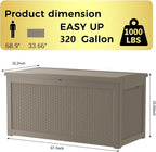 Yardgrace 320 Gallon Lockable Resin Deck Box, Waterproof & UV-Resistant Outdoor - Image 2