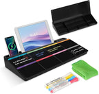 Desktop Glass Whiteboard with Storage, Colorful Weekly Calendar Desk Dry Erase by WALGLASS