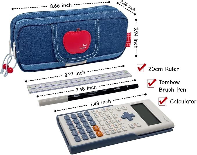Haumei Canvas Pencil Case Large Capacity, Big Denim Pen Pouch - Image 5