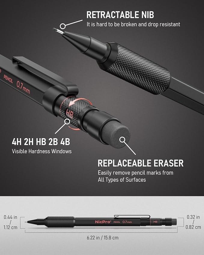 Nicpro 0.7 mm Mechanical Pencil Set - Image 5