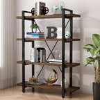 4 Tier Bookshelf Solid Wood Bookcase and Book Shelves Wood and Metal Shelving by AY-AOYUAN