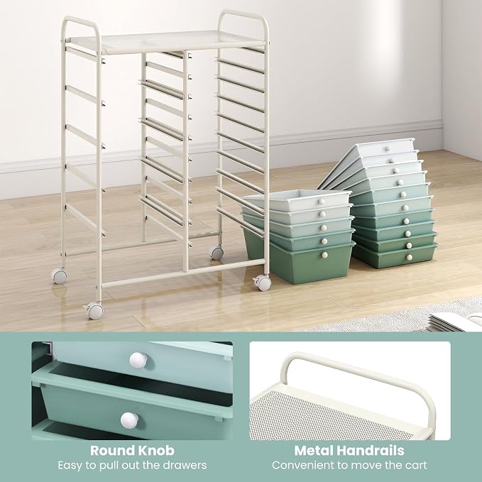 GOFLAME 15-Drawer Rolling Storage Cart, Craft Storage Cart - Image 6