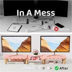 AFOOYO Dual Monitor Riser, Cookie-Shaped Adjustable Length & Swivel Angle - Image 4