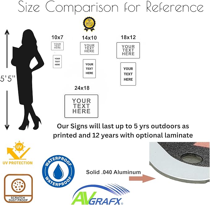 avgrafx Custom Metal Signs, 10x7 inches, Solid Aluminum, UV Printed, Portrait - Image 3