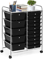 COSTWAY 15 Drawer Rolling Storage Cart, Utility Tools Paper Organizer on Wheels by COSTWAY