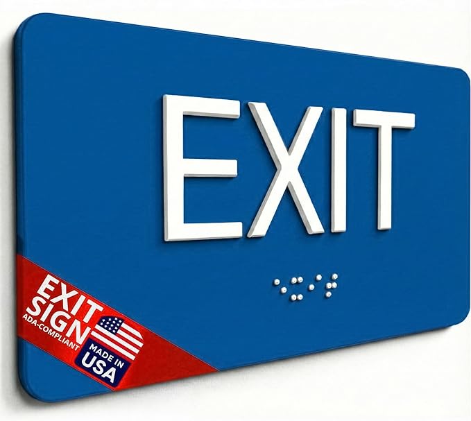ADA Compliant Exit Sign with Braille by NapTags
