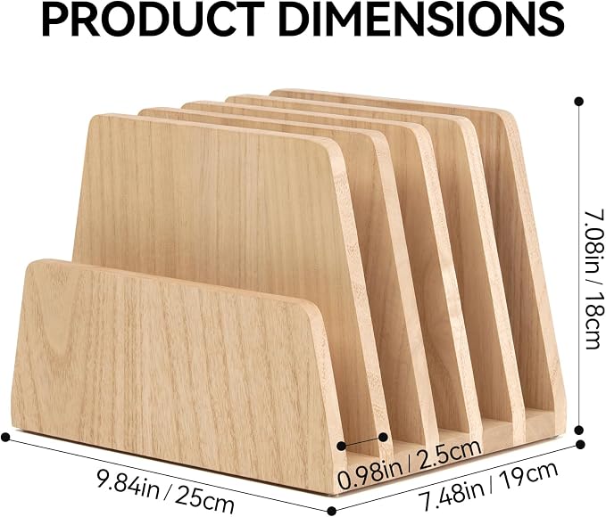 KIRIGEN Desktop File Document Holder Stand 5 Slots Mail Paper Organizer Desk - Image 6