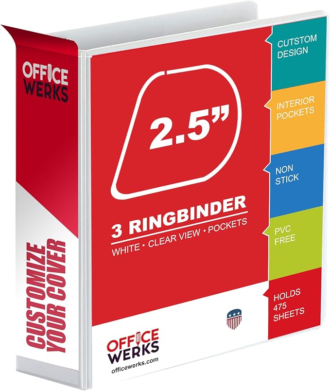 3 Ring Binder, 2.5" Professional Angle D-Rings, Presentation Folder by Unknown