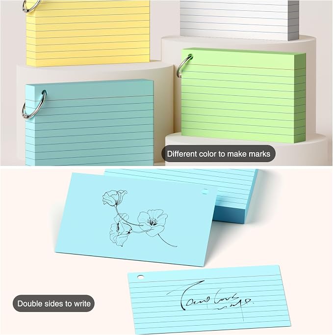 4 x 6 Inch Colored Index Cards, Ruled and Blank Note Cards - Image 4