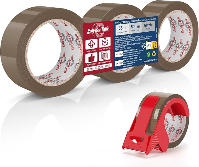 Ealyder Tape Brown Packing Tape 2 inch x 60 Yards, 3 Rolls by Unknown