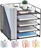 LEKETREE Desk Organizers and Accessories, 5-Tier Paper Letter Tray Organizer by RefinedOfficeEasyManagemen