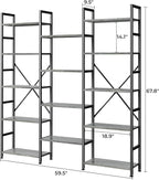 SUPERJARE Triple 5 Tier Bookshelf, Bookcase - Image 3