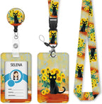 Black Cat Lanyards for ID Badges, Badge Holder by Mcapirivo