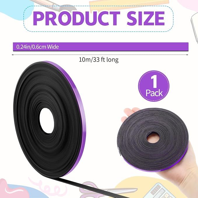AmazingSpark Magnetic Tape Roll Thin Strips, 1/4 Inch x 33 Feet Magnetic Board - Image 2