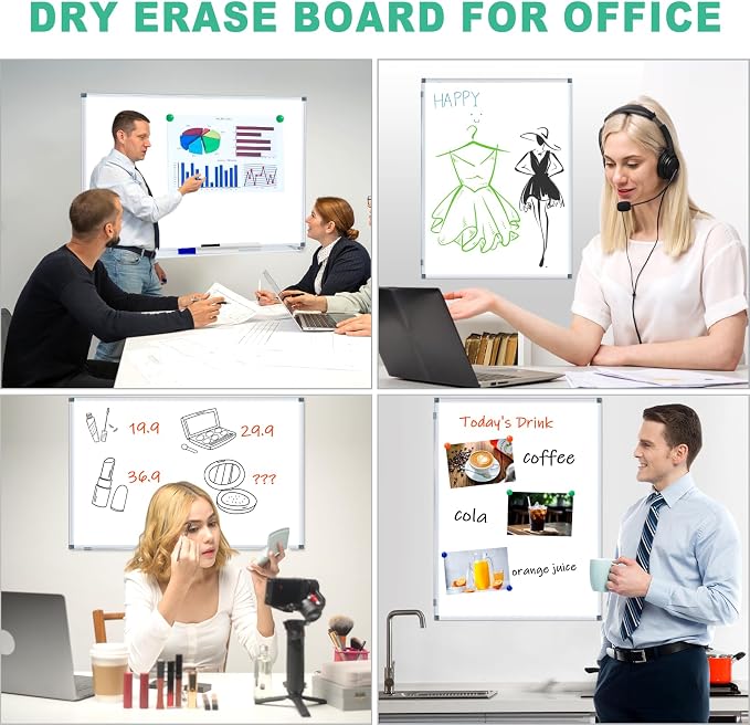 H-Qprobd 3' x 2' Whiteboard Dry Erase White Board - Image 6