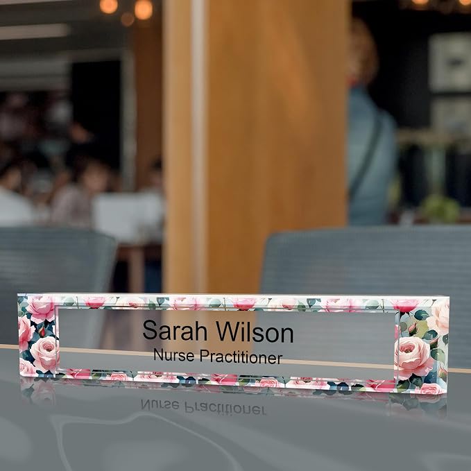 Signs ByLITA Floral Pattern Customized Nameplate | Rose Blush Personalized Full - Image 4