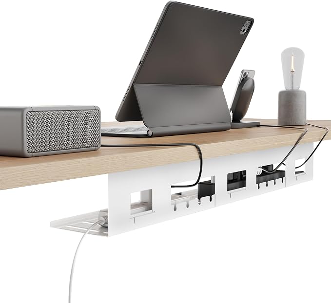 PEGZONE Under Desk Cable Management Tray, 31.5 Inches Metal Cord Organizer Rack by Pegzone
