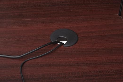 Displays2go Study Cubicle, Keyboard Tray, Steel Legs, Melamine Top – Mahogany - Image 4