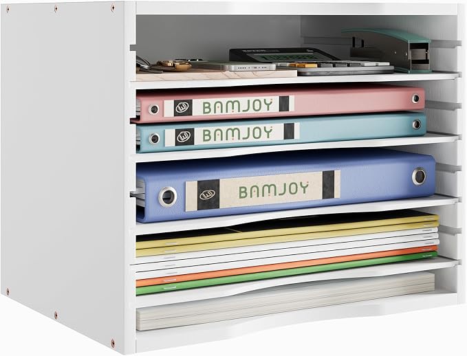 Bamjoy Bamboo 5 Tier Desktop Organizer, Paper Organizer Mail Sorter, File by Bamjoy