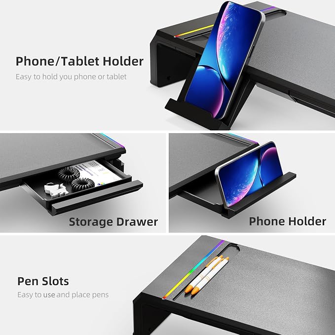 Heymaster Dual Monitor Stand for Desk, Gaming Monitor Riser - Image 5