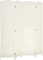 HOMCOM 4 Panel Room Divider, Hand-Woven Freestanding Wall Partition by HOMCOM