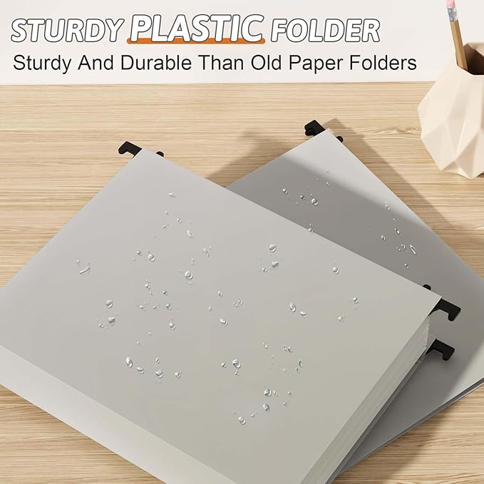 Nordun Extra Capacity Plastic Hanging File Folder Letter Size, 12 Pack - Image 2