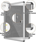 Mifuro 26"x20" Enclosed Bulletin Board, Lockable Weather-Resistant Aluminum - Image 3