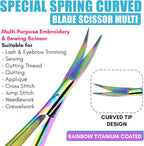 Cross Edge Curved Spring Scissors 5 Inch Stainless Steel Precision Eyebrow & - Image 3