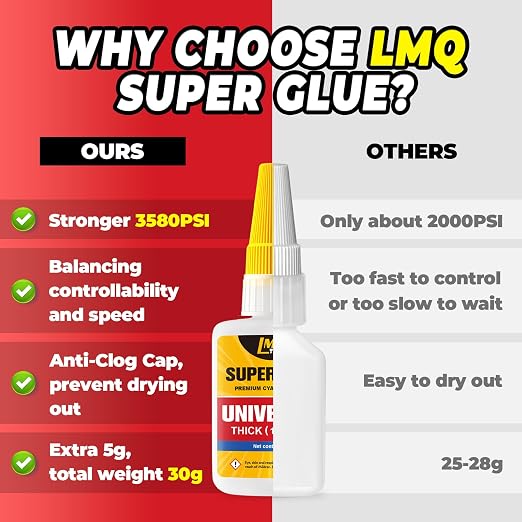 Super Glue Thick CA Glue Clear 60 Gram, Heavy Duty Superglue Instant - Image 6