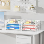 Subekyu 2-Pack 3-Tier White Metal Mesh Desk Paper Letter Tray & File Sorter - Image 3