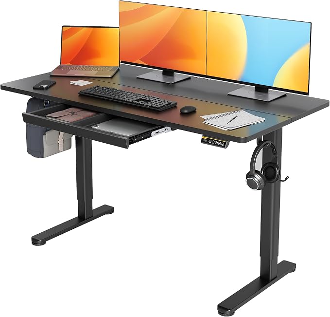 Claiks Standing Desk with Drawers, 55x24 Inch Electric Adjustable Height Stand by CLAIKS
