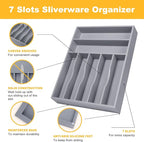 oridom Kitchen Bamboo Silverware Organizer, Kitchen Drawer Organizer - Image 5