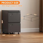 METAN 2 Drawer Vertical File Cabinet - Image 3
