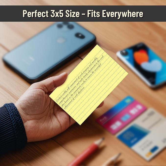 300 Count Index Cards 3 x 5 Inch Ruled Yellow Index Cards, Flash Cards College - Image 4