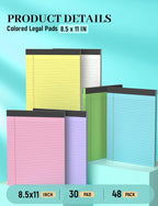 Colored Legal Pads, 48 Pack Note Pads 8.5 x 11 Wide Ruled, Notepads 8.5 x 11 - Image 3