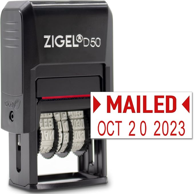 ZIGEL D50 Date Stamp with MAILED by ZIGEL