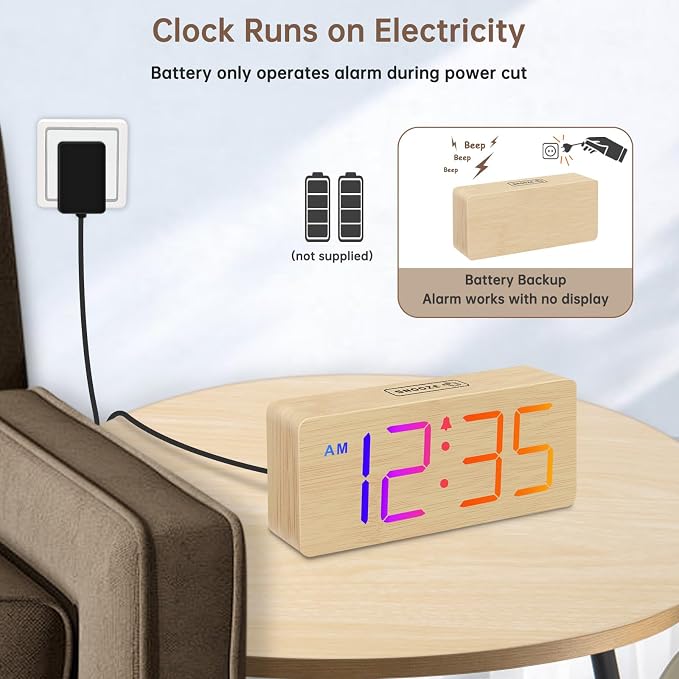 DreamSky Wooden Digital Alarm Clock - Image 3