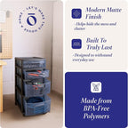 HOMZ 2-Pack Drawer Tower, 4-Tier Clear Plastic Storage Organizer Cart, and - Image 4