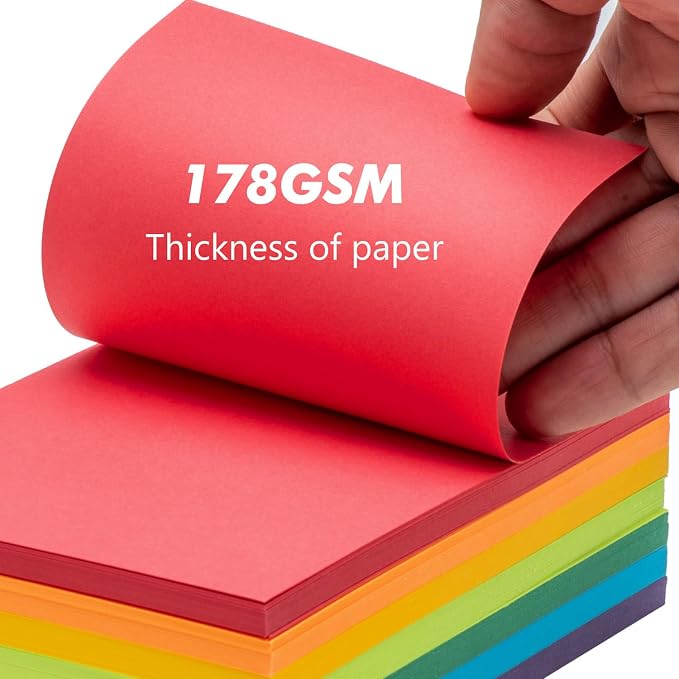 Index Cards 140-Count 5x8 Inch, 178GSM Heavyweight Set of 7 Colors Paper - Image 5