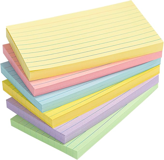 300PCS Colored Index Cards 4x6, Goefun Ruled Notecards, 6 Color Flashcards by Goefun