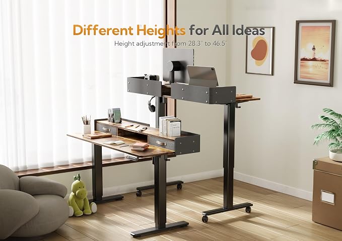 Claiks Standing Desk with Drawers, Adjustable Stand Up Electric Standing Desk - Image 8