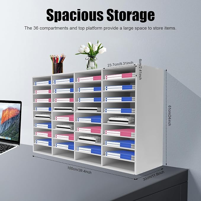 Literature Organizer with 36 Compartments | Adjustable Desktop File Sorter Mail - Image 2
